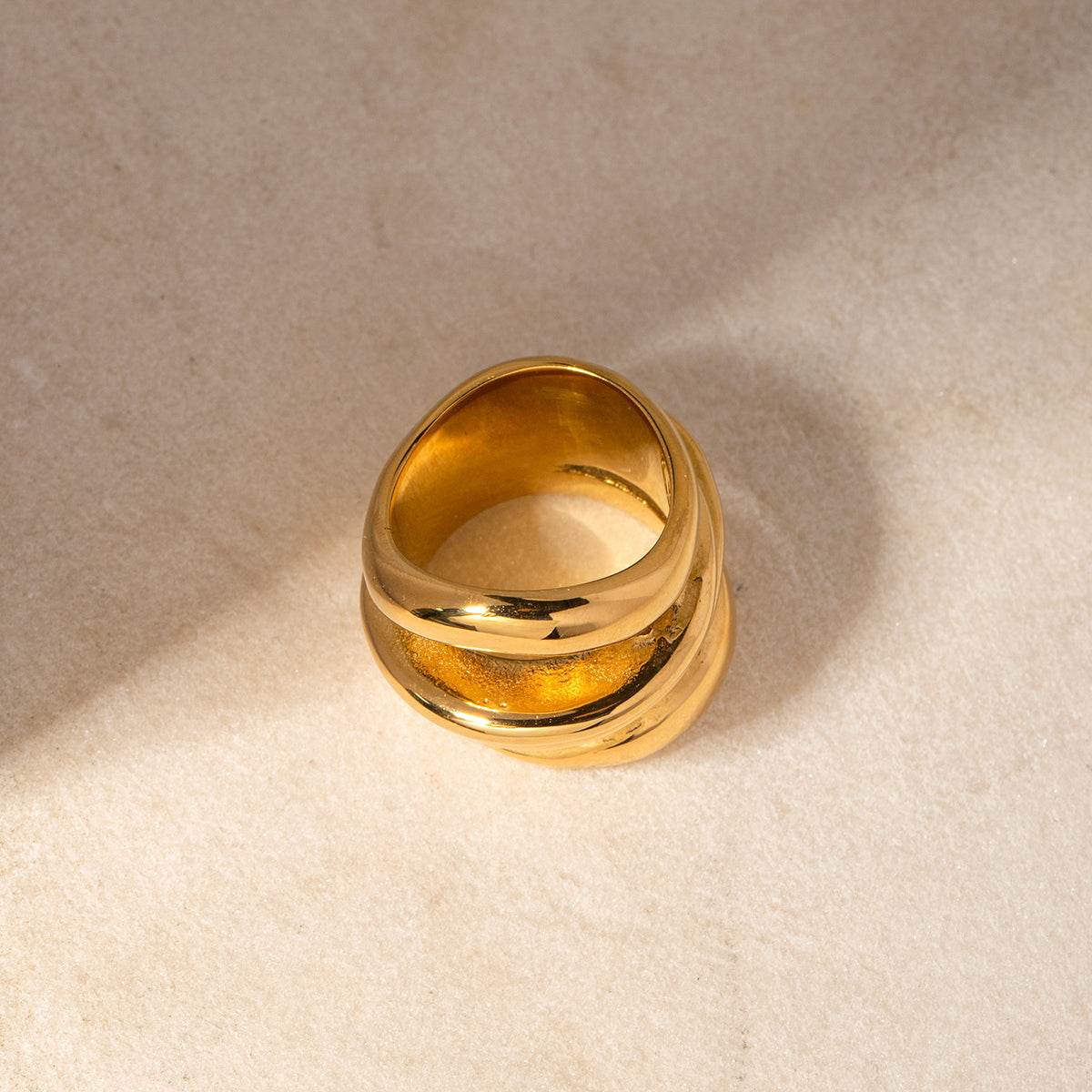 316 Stainless Steel 18K Gold Plated IG Style Simple Style Geometric Rings