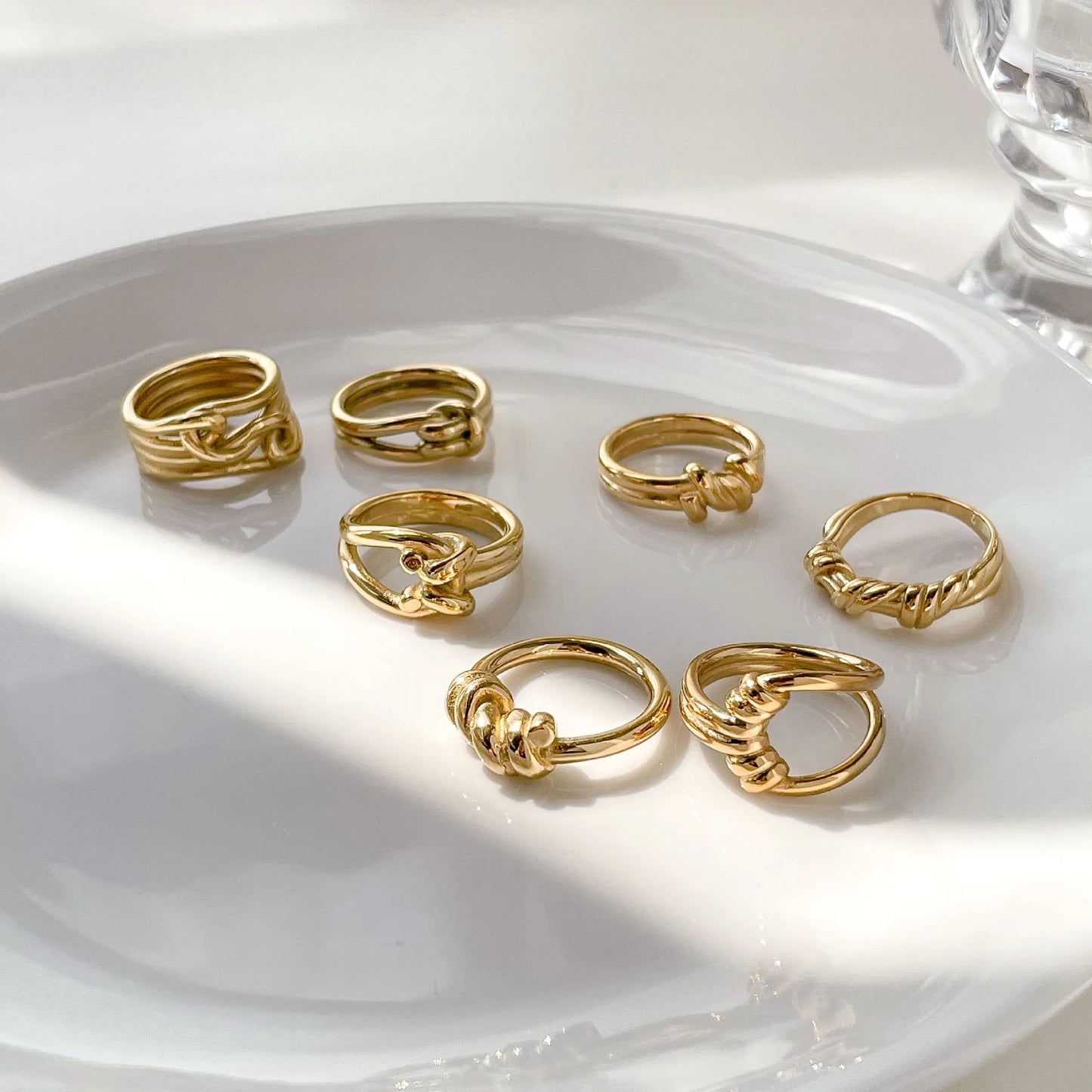 Tarnish Free Waterproof Stainless Steel Twist Rings For Women Braided Twisted Signet Chunky Dome Ring Stacking Band Jewelry