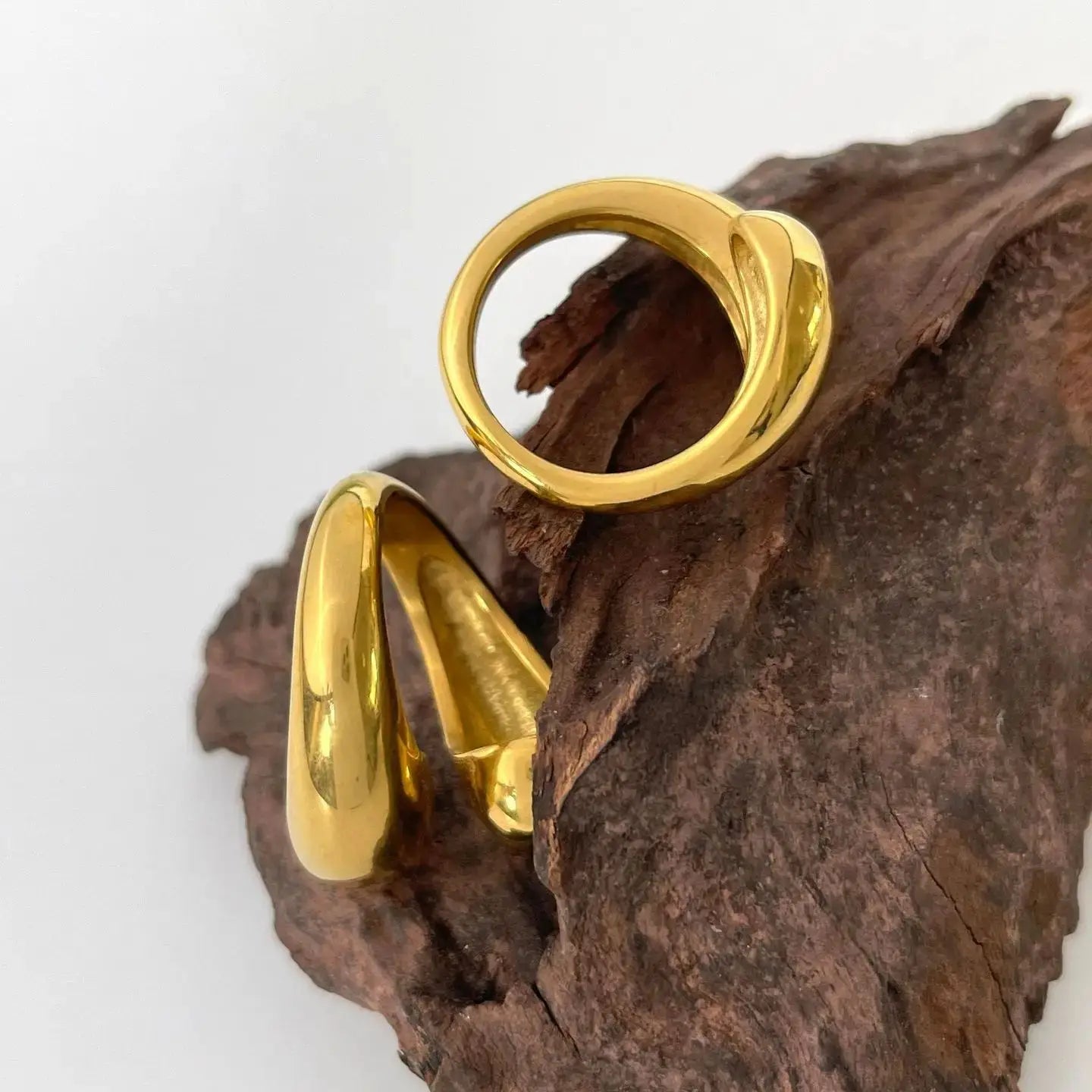 Minimalist Chunky Stainless Steel Open Ring Non Tarnish 18K Gold Plated Irregular Rings for Girls Women Jewelry