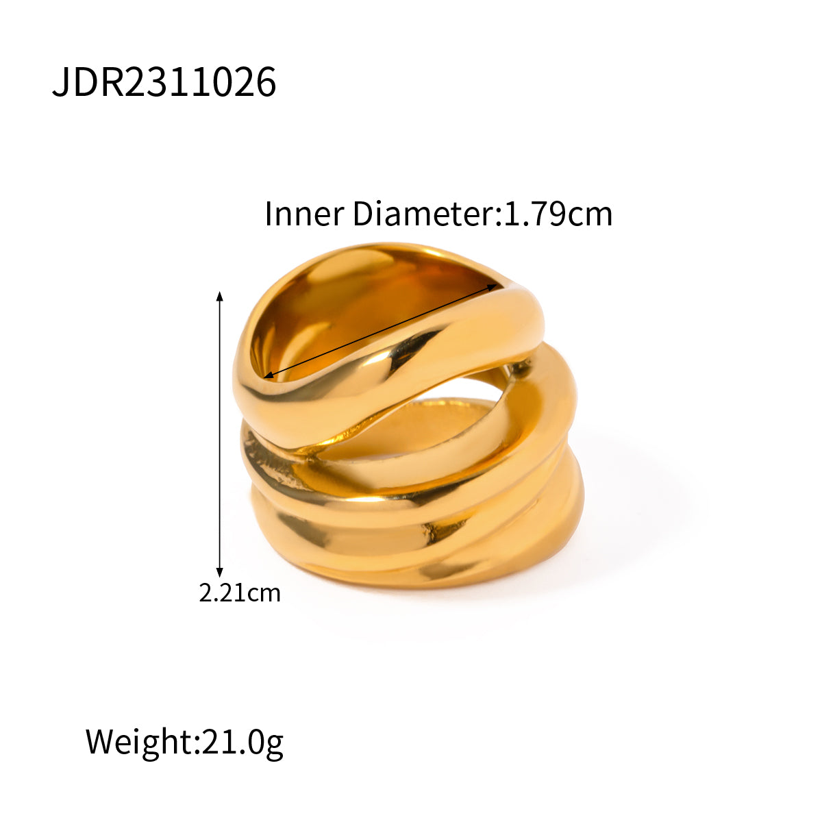 316 Stainless Steel 18K Gold Plated IG Style Simple Style Geometric Rings
