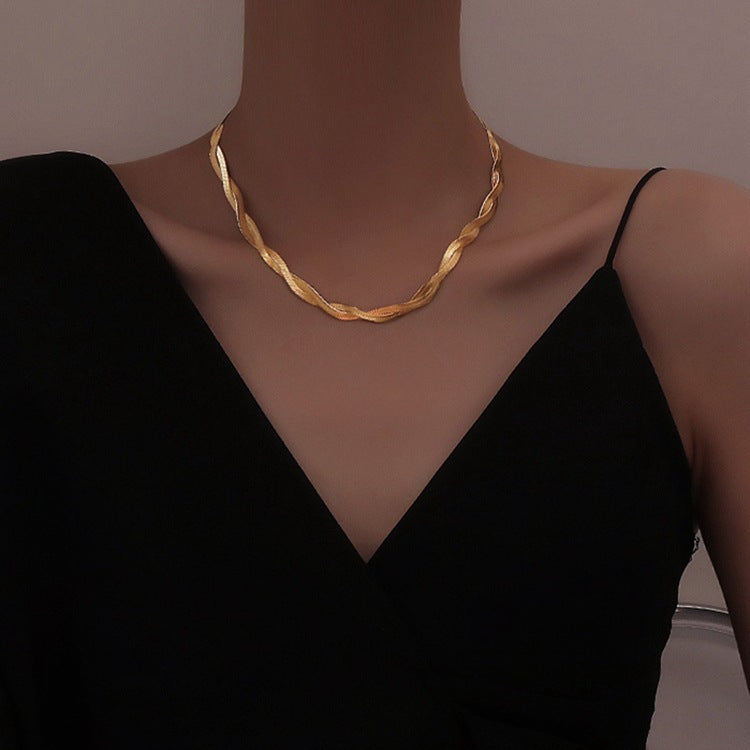 fashion geometric titanium steel plating layered necklaces