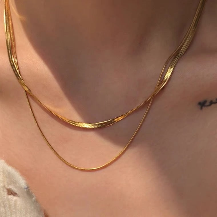 fashion geometric titanium steel plating layered necklaces
