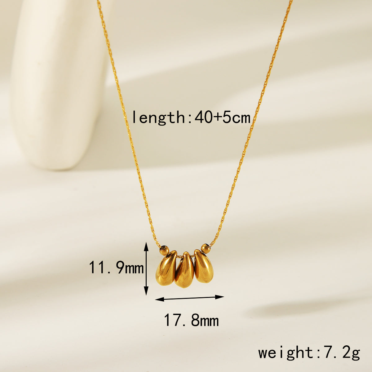 304 Stainless Steel 18K Gold Plated Vintage Style Exaggerated Formal Water Droplets Pendant Necklace