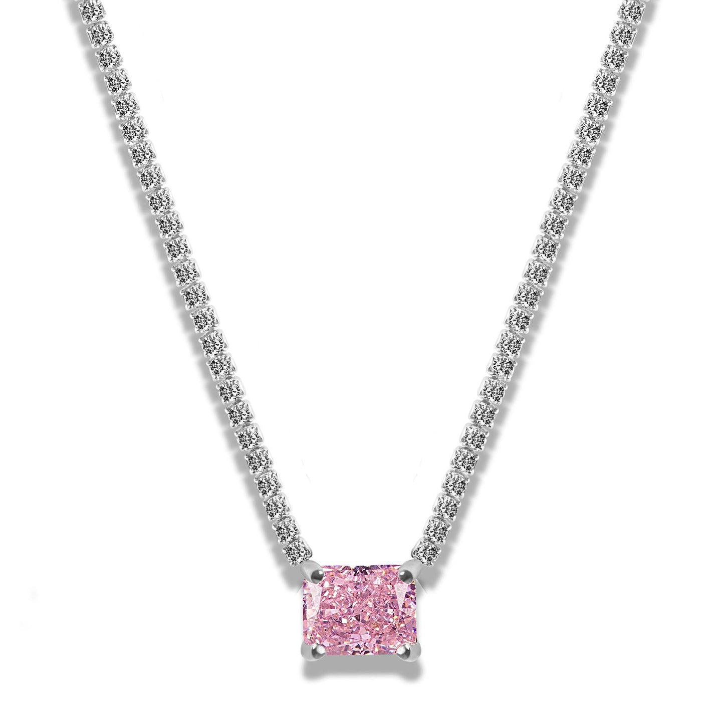 201 Stainless Steel 304 Stainless Steel Gold Plated Simple Style Commute Inlay Solid Color Zircon Pendant Necklace