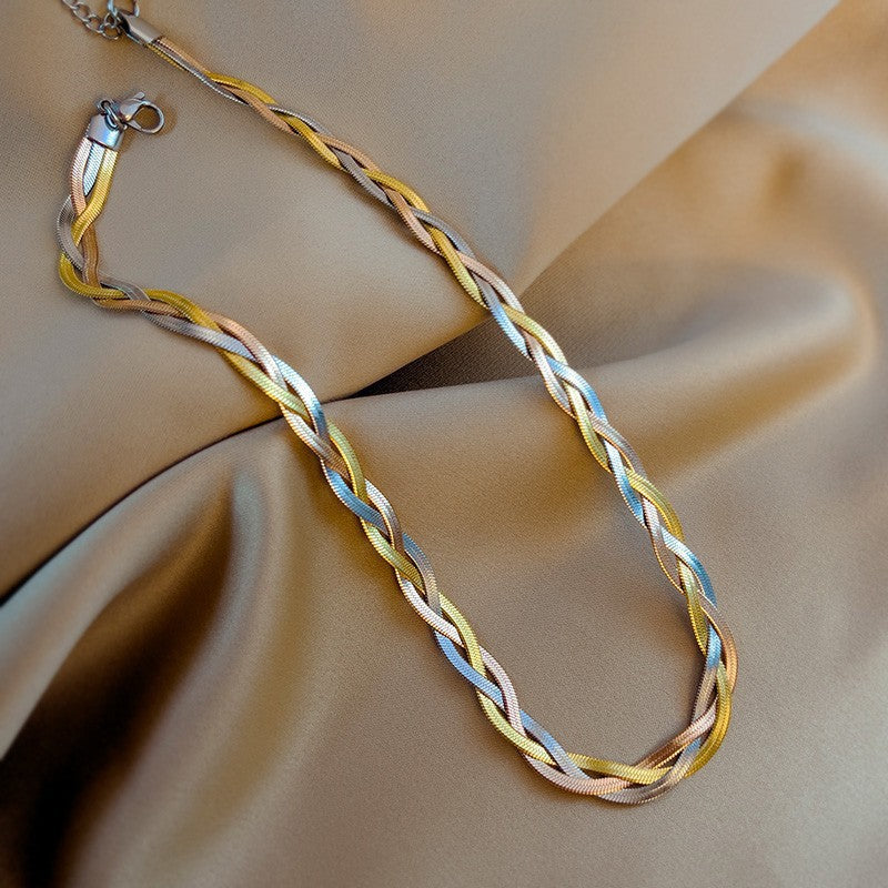 fashion geometric titanium steel plating layered necklaces