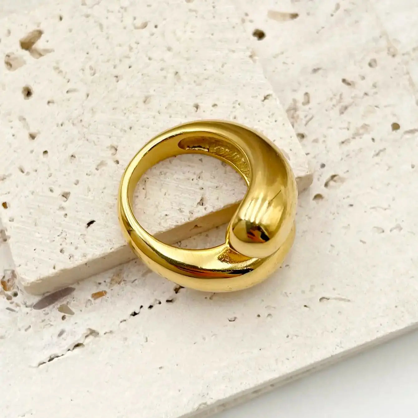 Minimalist Chunky Stainless Steel Open Ring Non Tarnish 18K Gold Plated Irregular Rings for Girls Women Jewelry