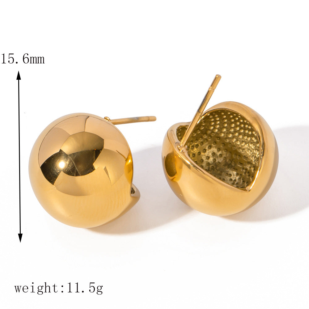1 Pair Simple Style Solid Color Plating Stainless Steel 14K Gold Plated Ear Studs