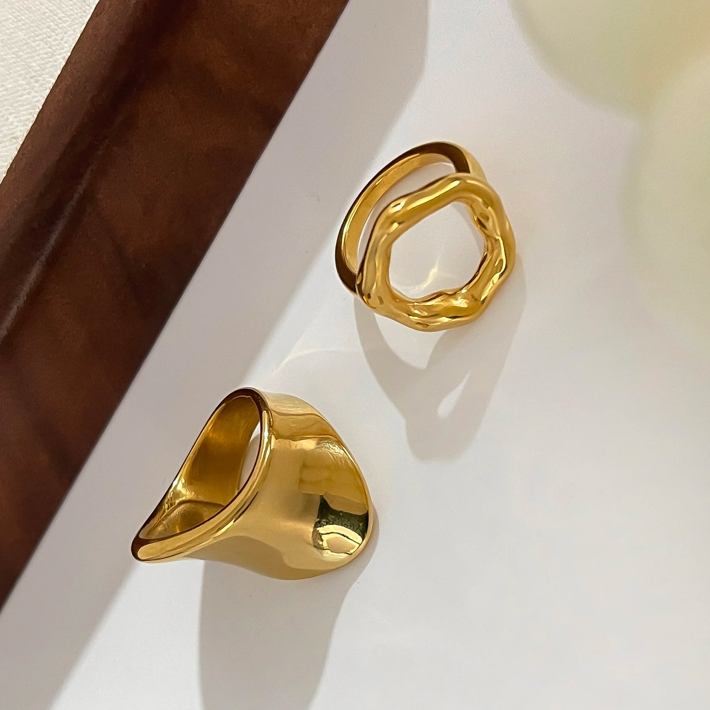 Minimalism Anti-Tarnish Stainless Steel 18K Pvd Gold Plated Rings for Women Unique Design Fashion Holiday Jewelry Gift