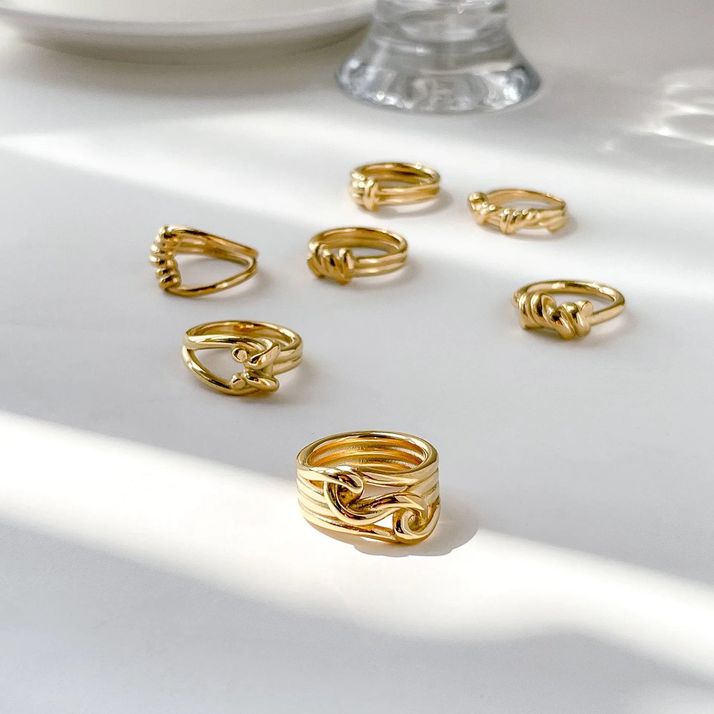 Tarnish Free Waterproof Stainless Steel Twist Rings For Women Braided Twisted Signet Chunky Dome Ring Stacking Band Jewelry