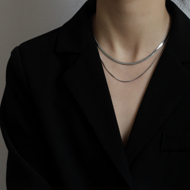 fashion geometric titanium steel plating layered necklaces