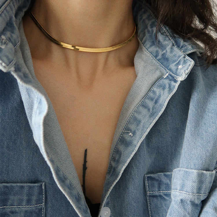 fashion geometric titanium steel plating layered necklaces