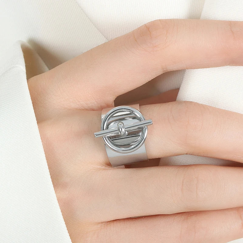 Rings For Women Stainless Steel Adjustable Non Tarnish 18K Gold Plated Punk Open Ring Designer Jewelry Accessories Couples Gifts
