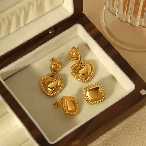 Chic-18k-Gold-Plated-Texture-Love-Heart