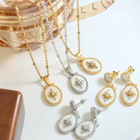 Fashion-Gold-Plated-Stainless-Steel-Star-Inlaid