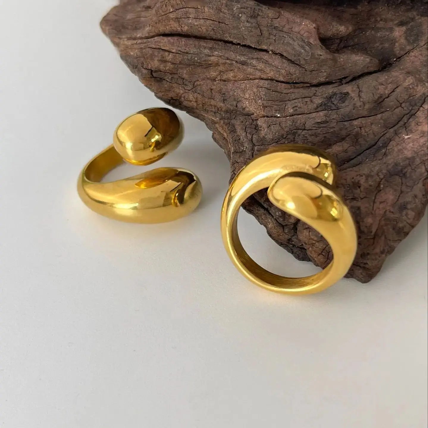 Minimalist Chunky Stainless Steel Open Ring Non Tarnish 18K Gold Plated Irregular Rings for Girls Women Jewelry