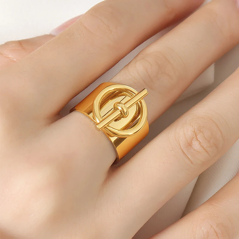 Rings For Women Stainless Steel Adjustable Non Tarnish 18K Gold Plated Punk Open Ring Designer Jewelry Accessories Couples Gifts