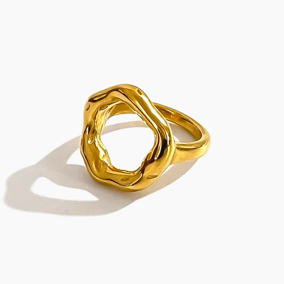 Minimalism Anti-Tarnish Stainless Steel 18K Pvd Gold Plated Rings for Women Unique Design Fashion Holiday Jewelry Gift