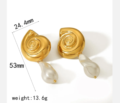 Blingity Jewelry Snail Shell Earrings