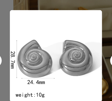 Blingity Jewelry Snail Shell Earrings