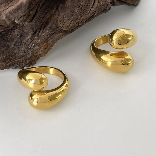 Minimalist Chunky Stainless Steel Open Ring Non Tarnish 18K Gold Plated Irregular Rings for Girls Women Jewelry
